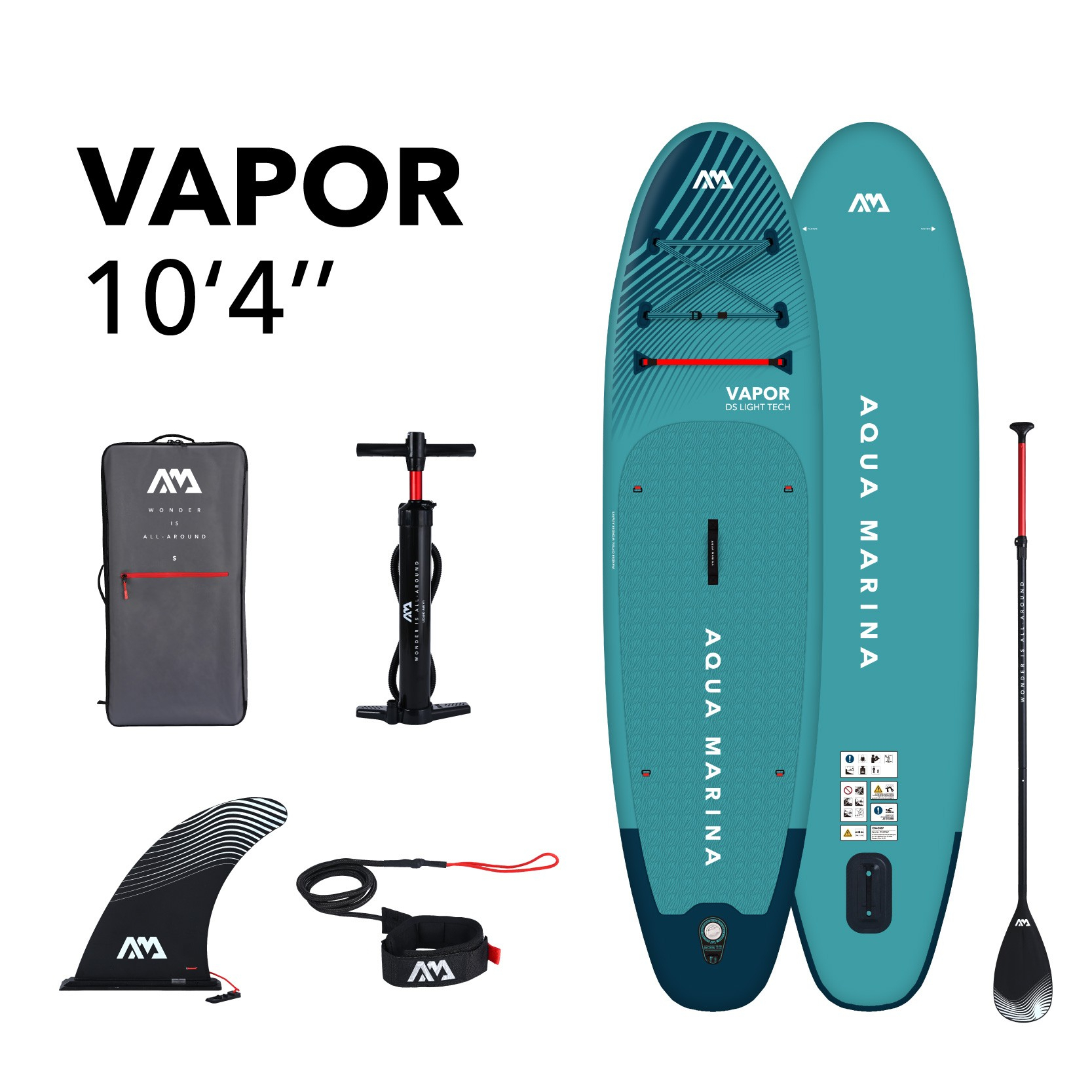 Aqua Marina Vapor 10' 4" All-Around Inflatable Stand Up Paddle Board