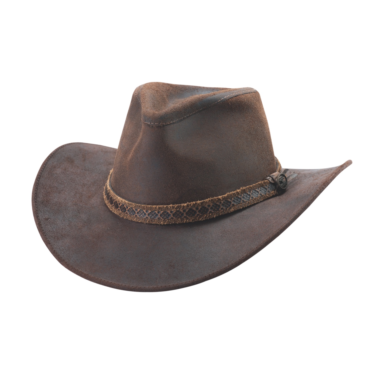 New Bullhide Forsyth Top Grain Leather Chocolate (Distressed) Cowboy Hat - Picture 5 of 20