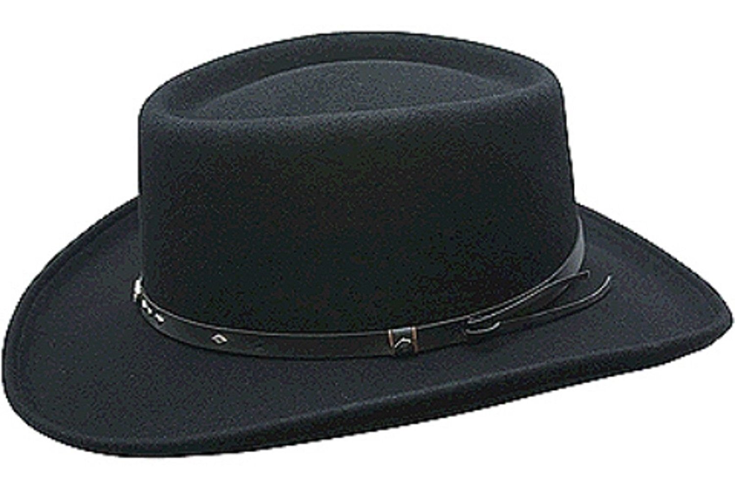 black flat brim gambler hat