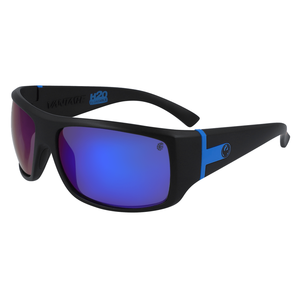 Pre-owned Dragon Mens Vantage Ll H2o Polar Matte Sunglasses In Matte Black H2o  / Ll Blue Ion Polar