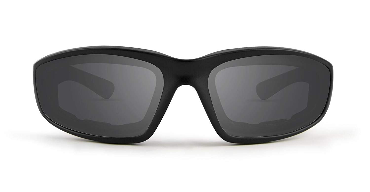 New Epoch Eyewear Lacrosse Foam Photochromic Padded Motorcycle Black Sunglasses 