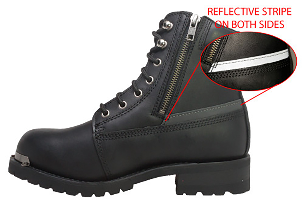 New Hypard Men's 6" Reflective Double Zipper Biker Black BOOT - Picture 24 of 114