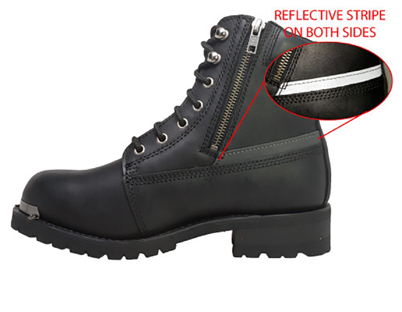 New Hypard Men's 6" Reflective Double Zipper Biker Black BOOT - Picture 80 of 114