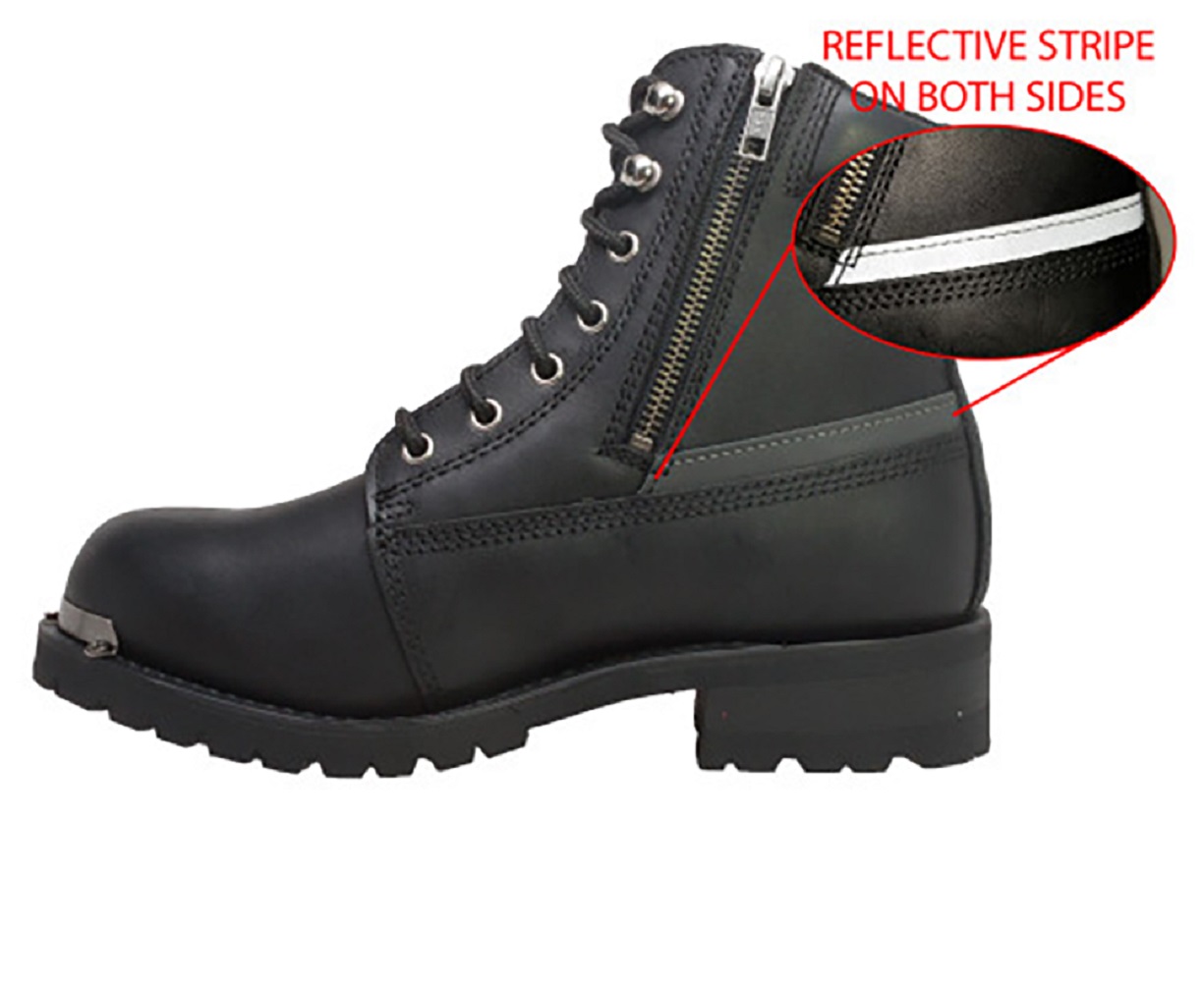 New Hypard Men's 6" Reflective Double Zipper Biker Black BOOT - Picture 112 of 114