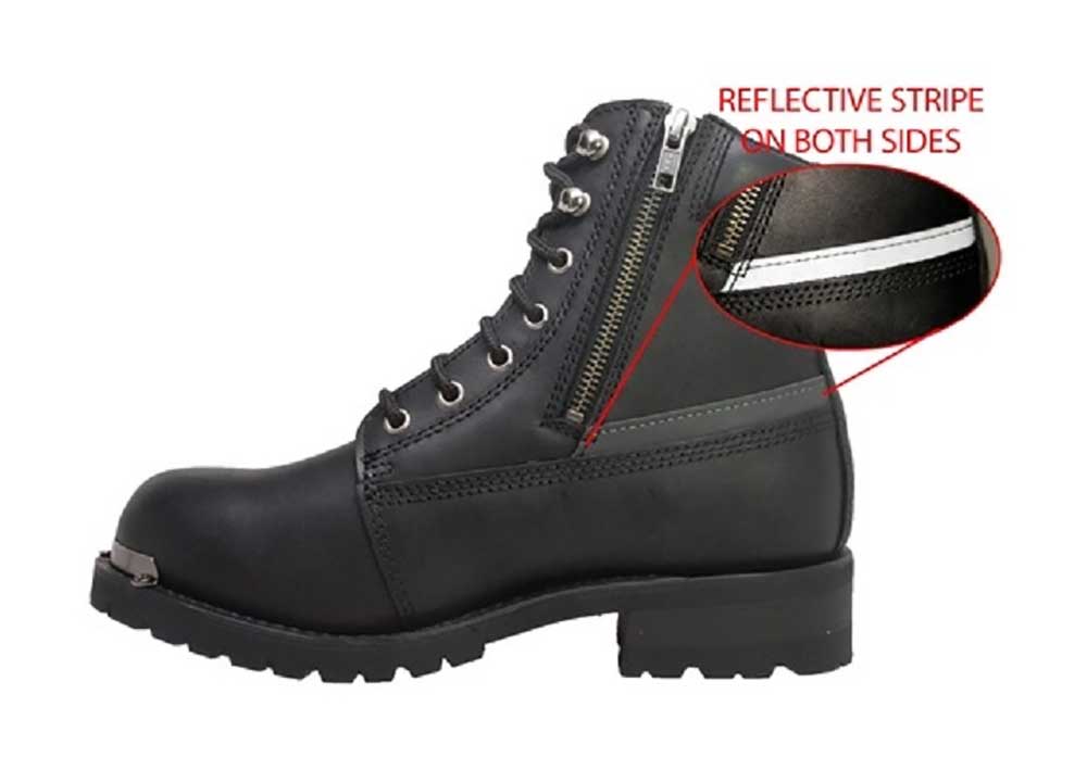 New Hypard Men's 6" Reflective Double Zipper Biker Black BOOT - Picture 40 of 114