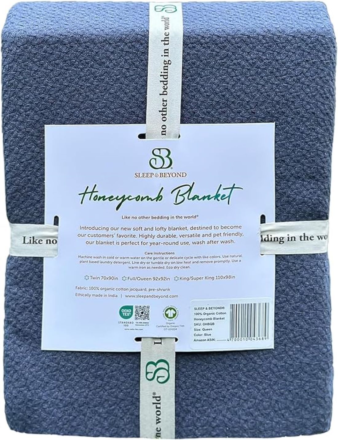Sleep & Beyond 100% Organic Cotton Honeycomb Blanket