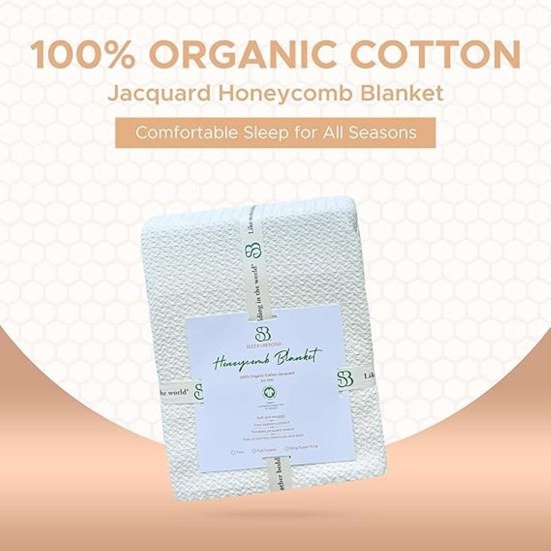 Sleep & Beyond 100% Organic Cotton Honeycomb Blanket