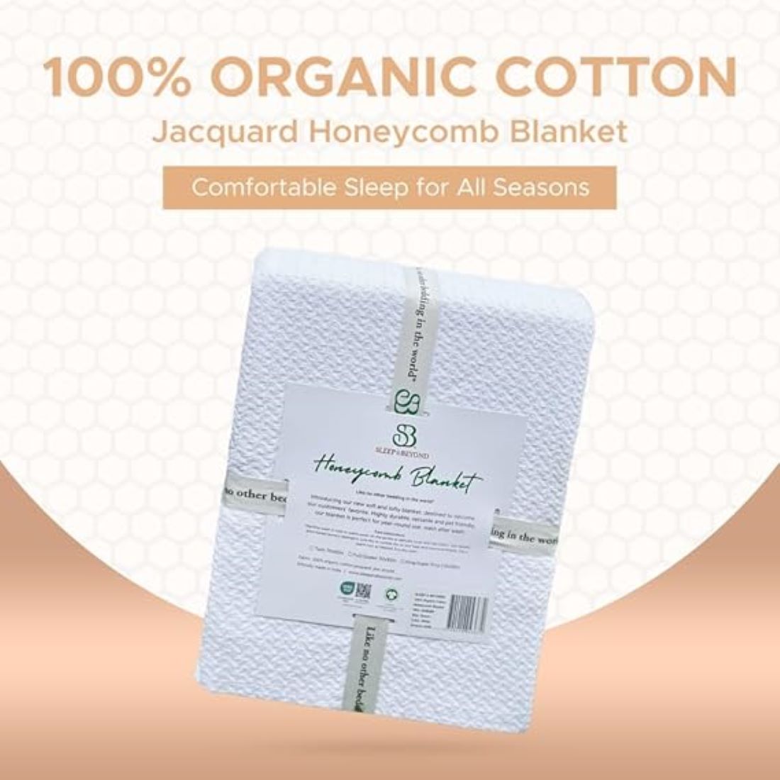 Sleep & Beyond 100% Organic Cotton Honeycomb Blanket